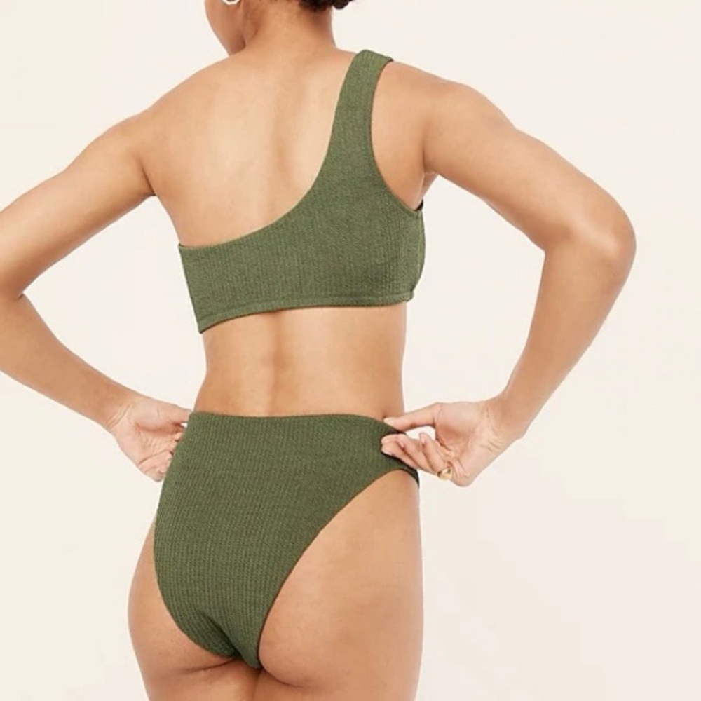 J Crew Size 2X Green Textured One Shoulder Bikini Top Swimwear NWT - Picture 7 of 17